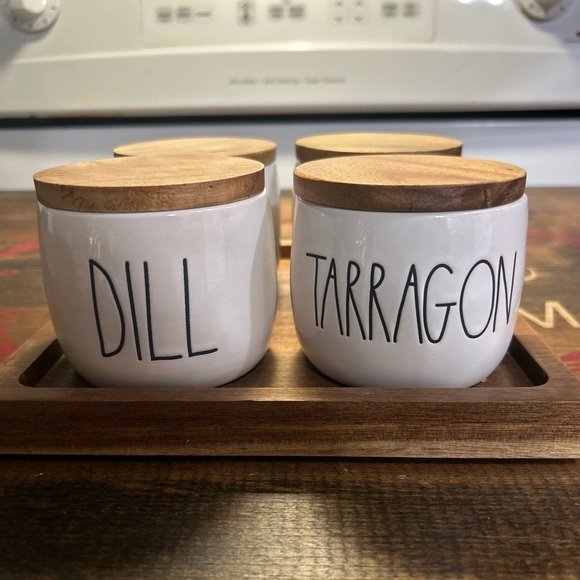 Rae Dunn Spice jars with wooden tray. Ready to ship - Picture 2 of 2